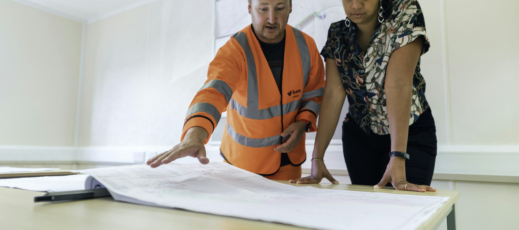 Construction professionals collaborating on a project